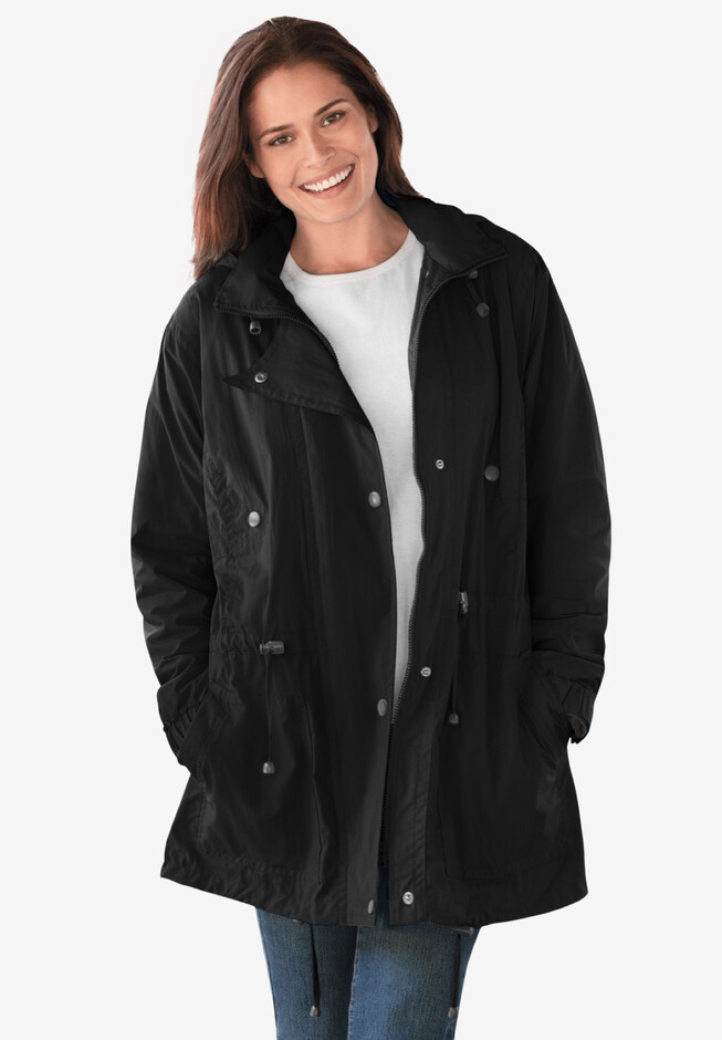 Woman Within Women's Plus Size Fleece Swing Funnel-Neck Coat Coat 