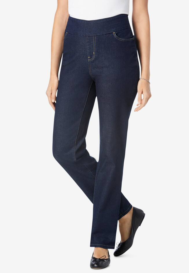 Flex-Fit Pull-On Straight-Leg Jean | Woman Within