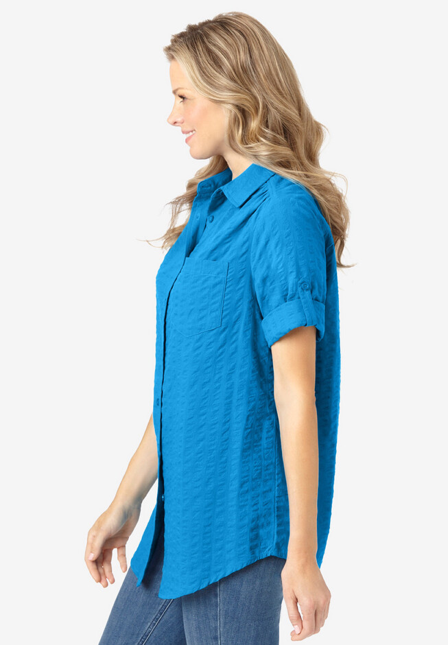 Bella Seersucker Sleep Shirt - Blue