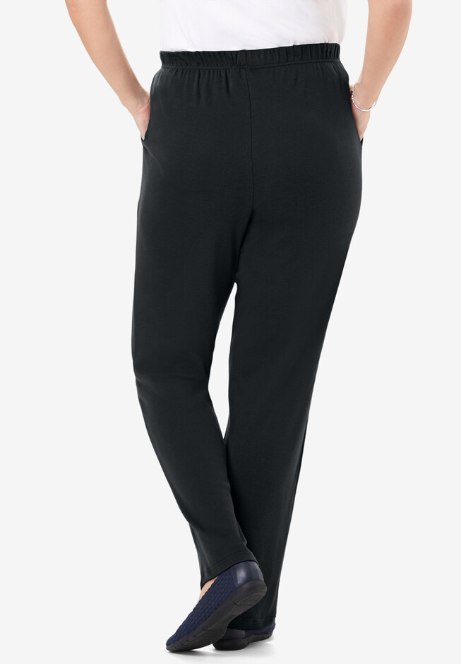  Woman Within Women's Plus Size Stretch Cotton Capri Legging -  S, Heather Charcoal Black : Clothing, Shoes & Jewelry