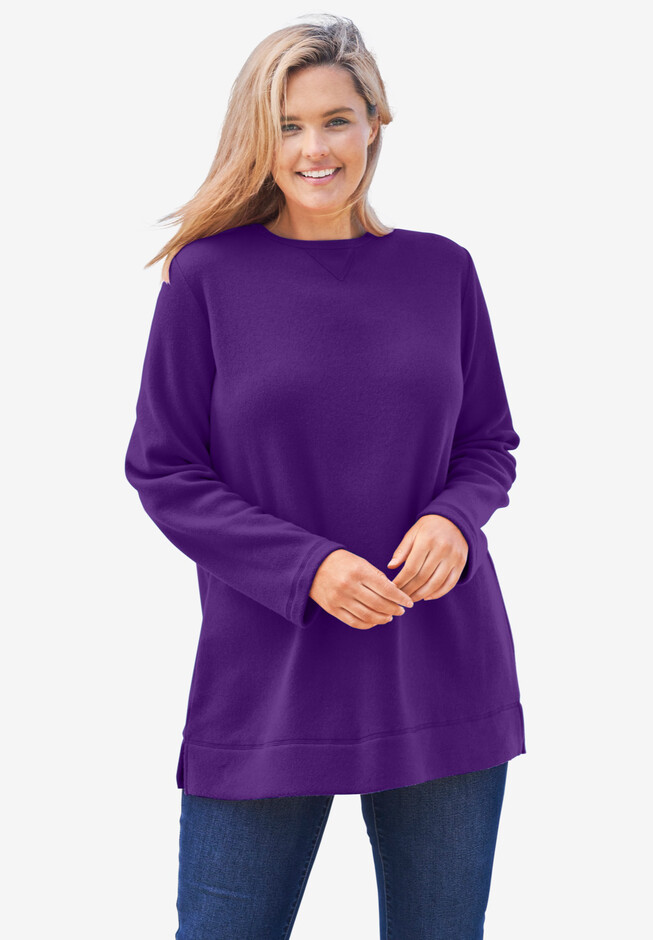 Plus Size Women's Fleece Sweatshirt By Woman Within In Raspberry (Size L)