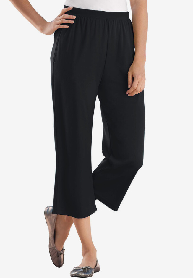 Plus Size Women's Linen Capri by Woman Within in Black (Size 12 W