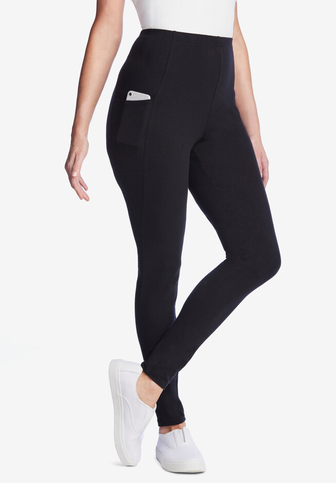 Woman Within Women's Plus Size Stretch Cotton Legging - S, Black at   Women's Clothing store: Leggings Pants