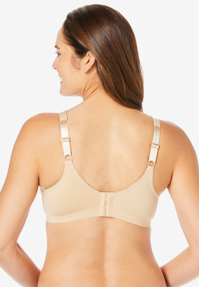 no Back Fat Bras for Women Wireless Wide Back Wirefree Bra Full Coverage  Beige 34D at  Women's Clothing store