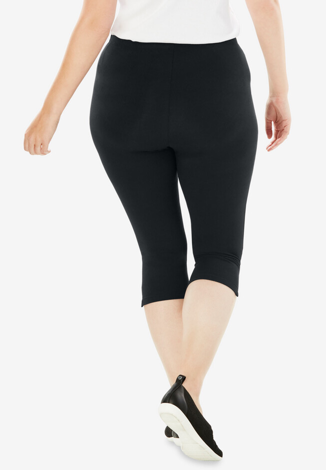 Buy the Womens Black Gray Performance Elastic Waist Pull-On Capri Leggings  Size 2X