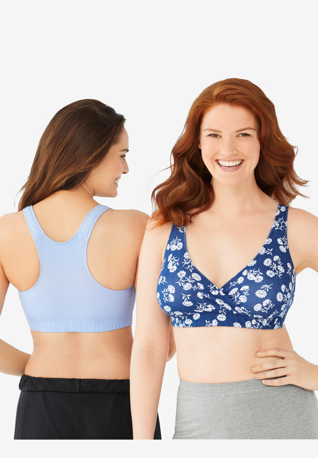 Low-Impact Cotton Sports Bra 2-Pack | Woman Within