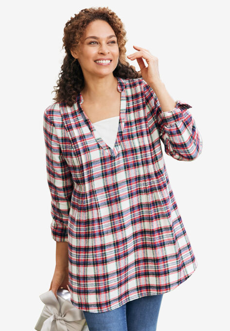 Flannel Tunic With Layered Look | Woman Within