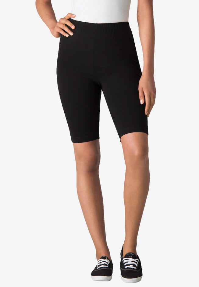 Women's Plus Size Made in USA True Plus Size Bermuda Biker Cotton Short  Leggings