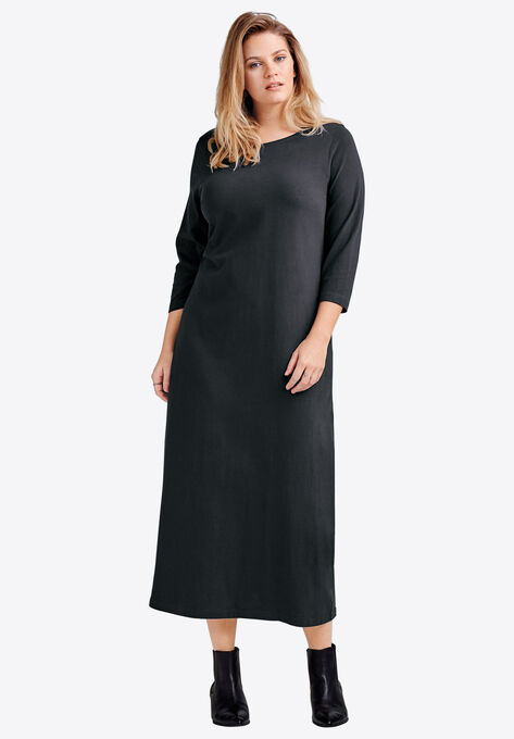 skulder Mockingbird Enumerate 3/4 Sleeve Knit Maxi Dress by ellos® | Woman Within