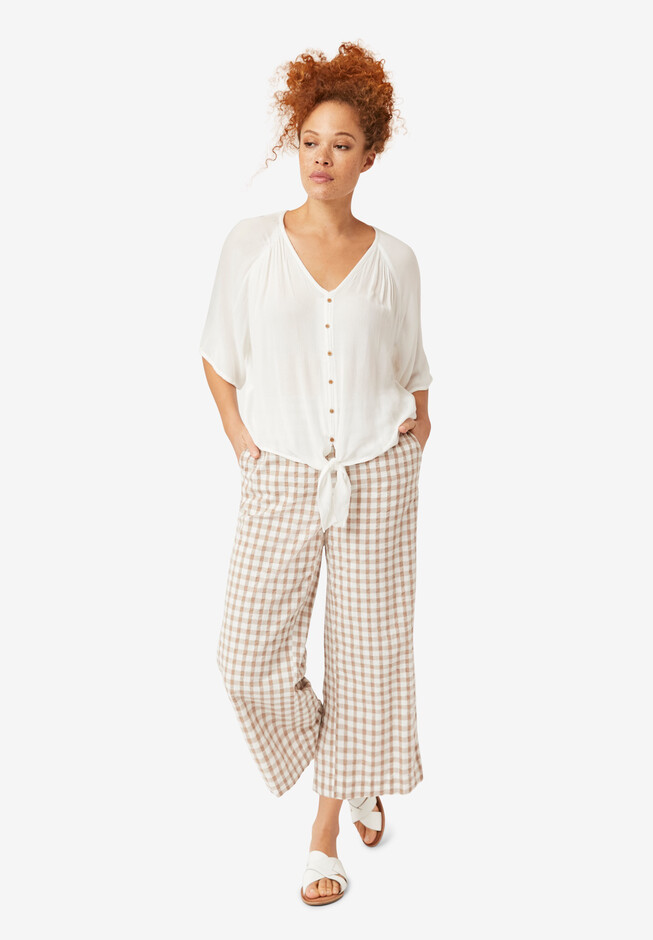 Amy Fashion - Wide Leg Crop Pants Comfy Drawstring Lounge Pajama