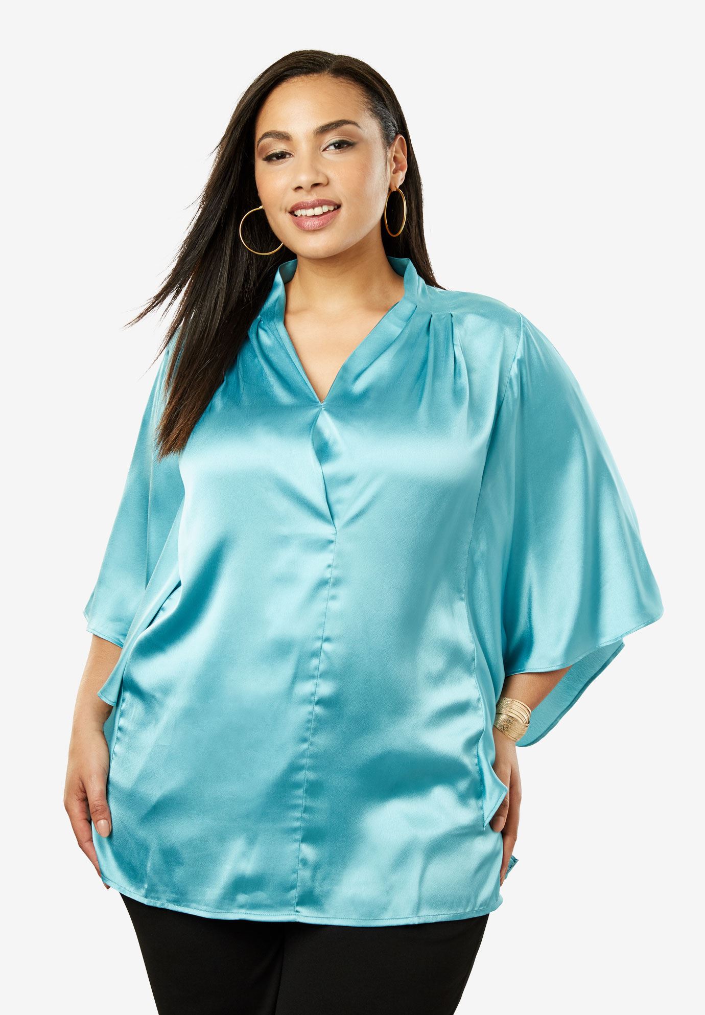 plus size satin blouse