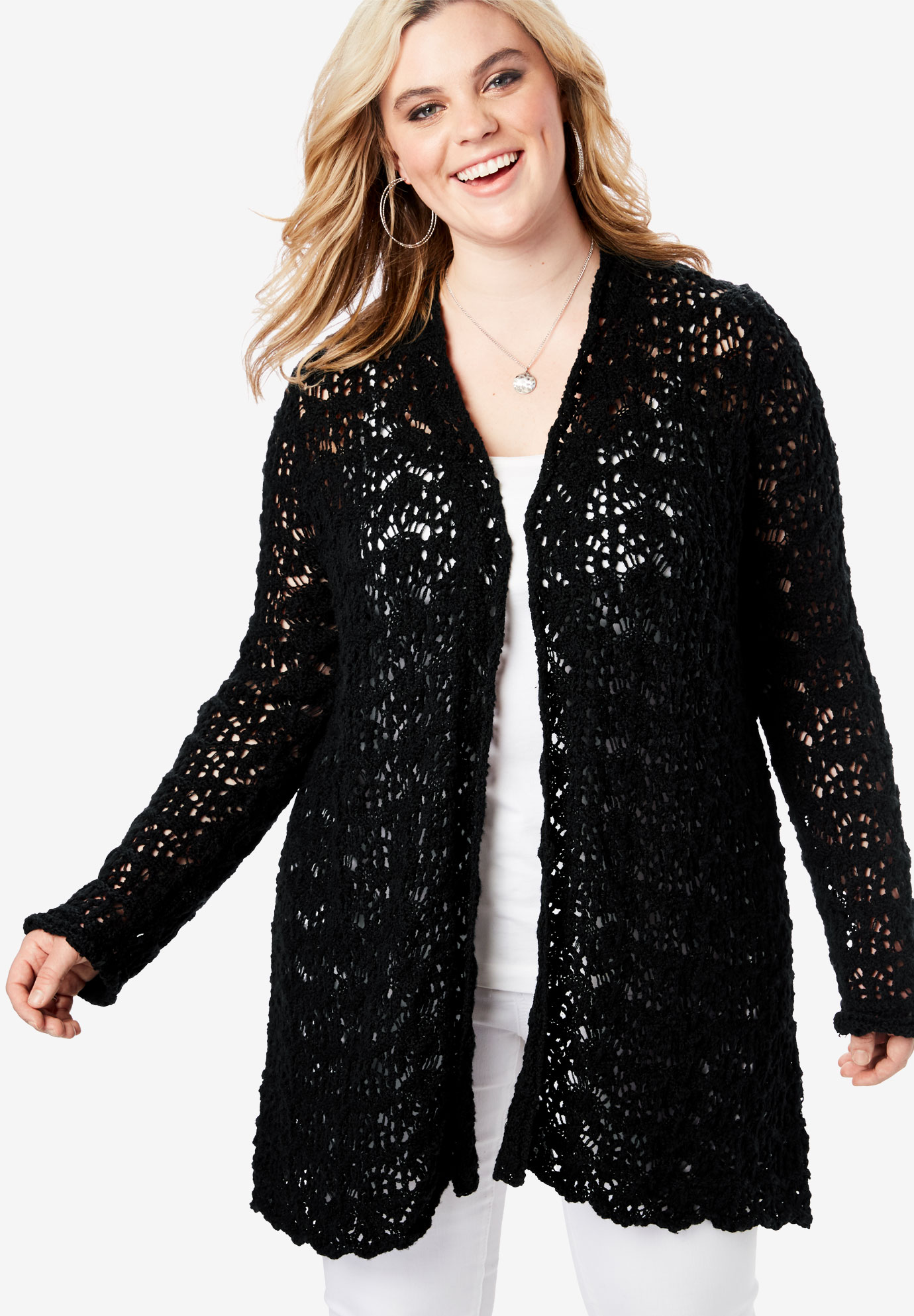 Crochet Cardigan Plus Size Cardigans Woman Within 9584