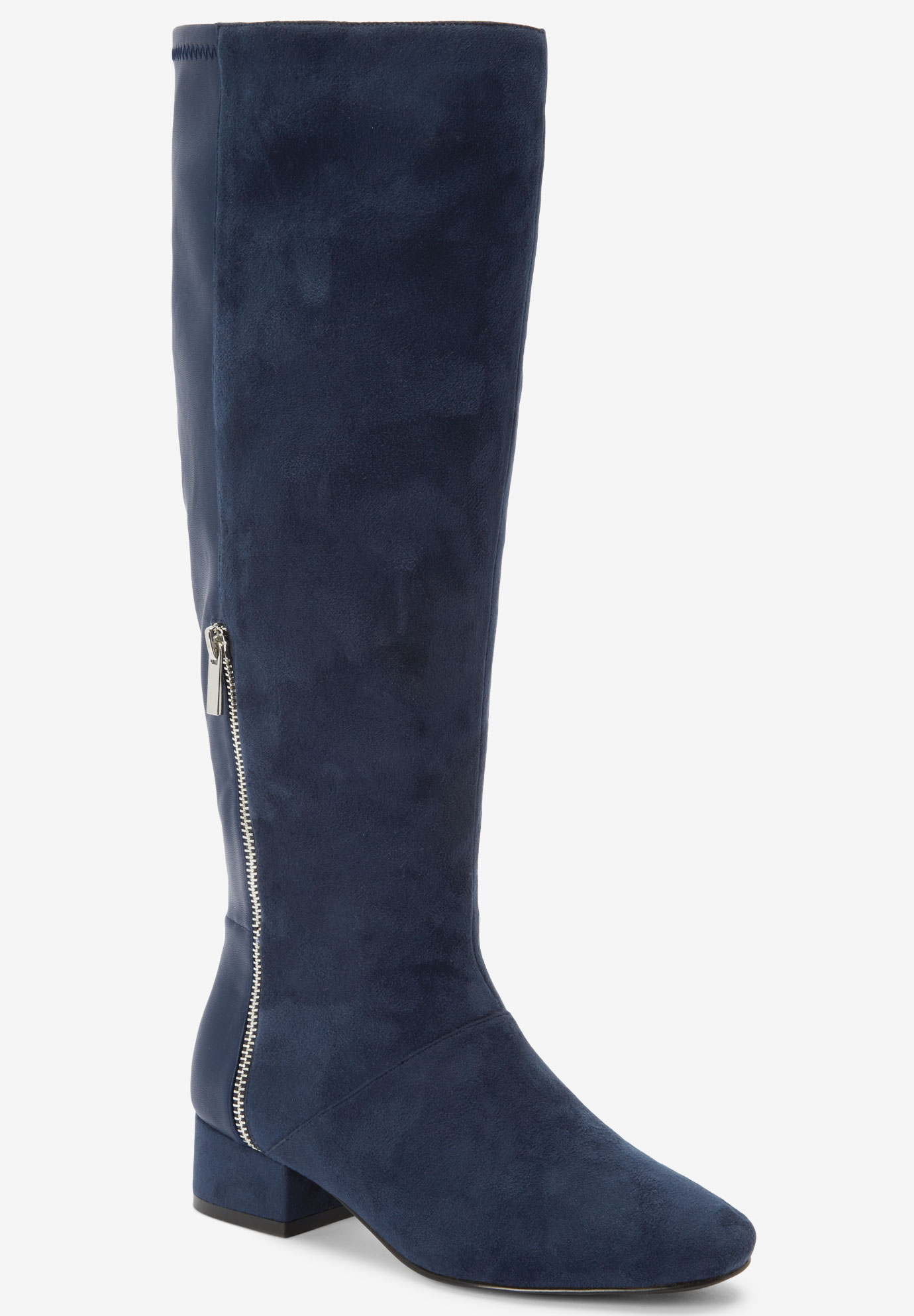 navy wide calf boots