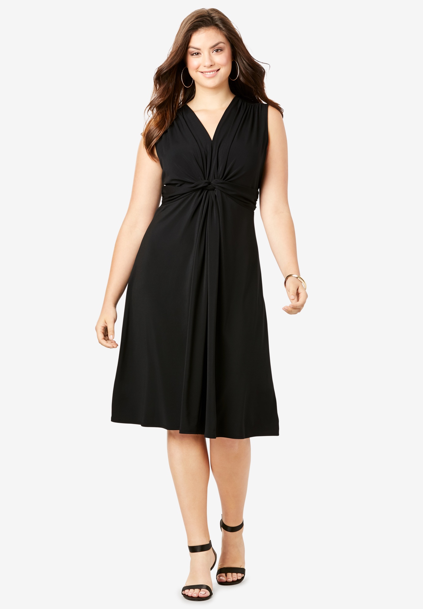 Knot-Front Stretch Jersey Dress | Woman Within