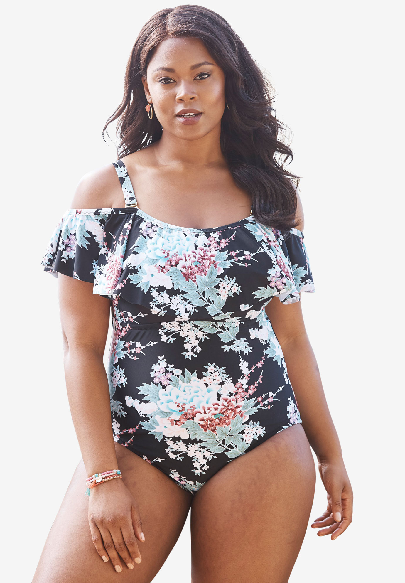 off the shoulder flounce swimsuit