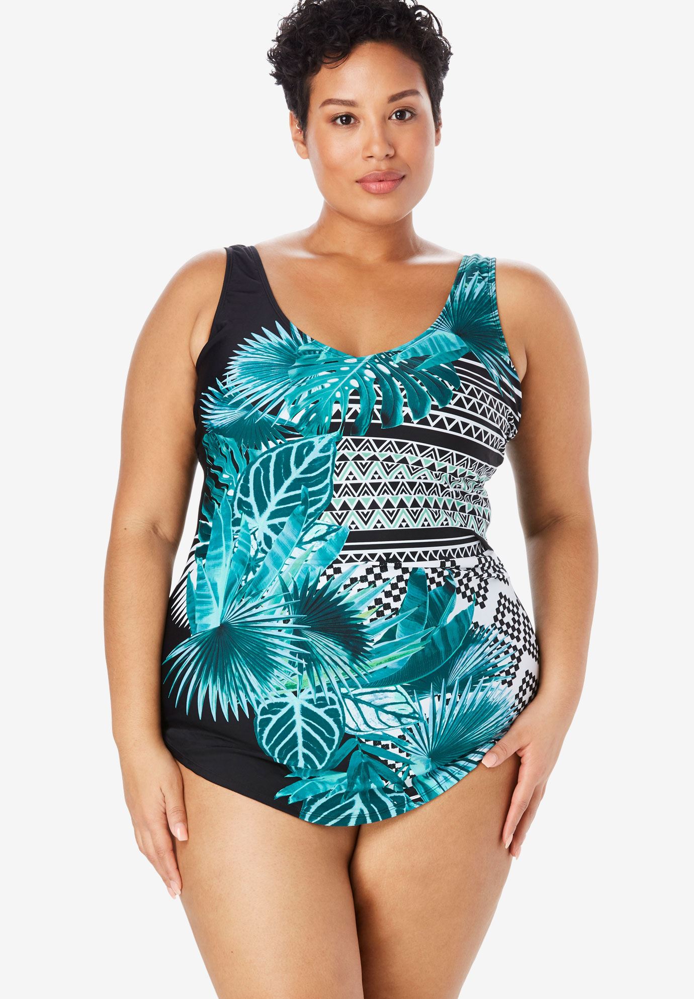 Sarong Front One Piece Swimsuit Woman Within 1098