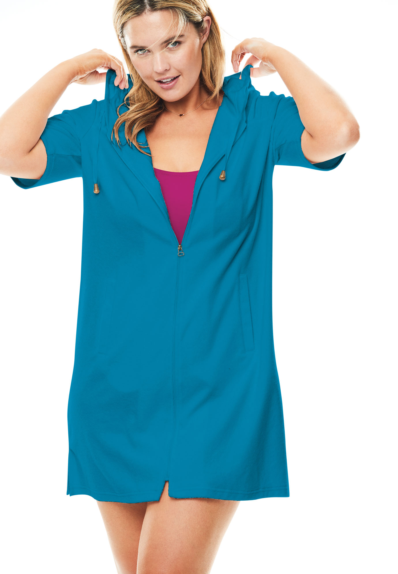 Hooded Terry Swim Cover Up Plus Size Swim Woman Within 7752