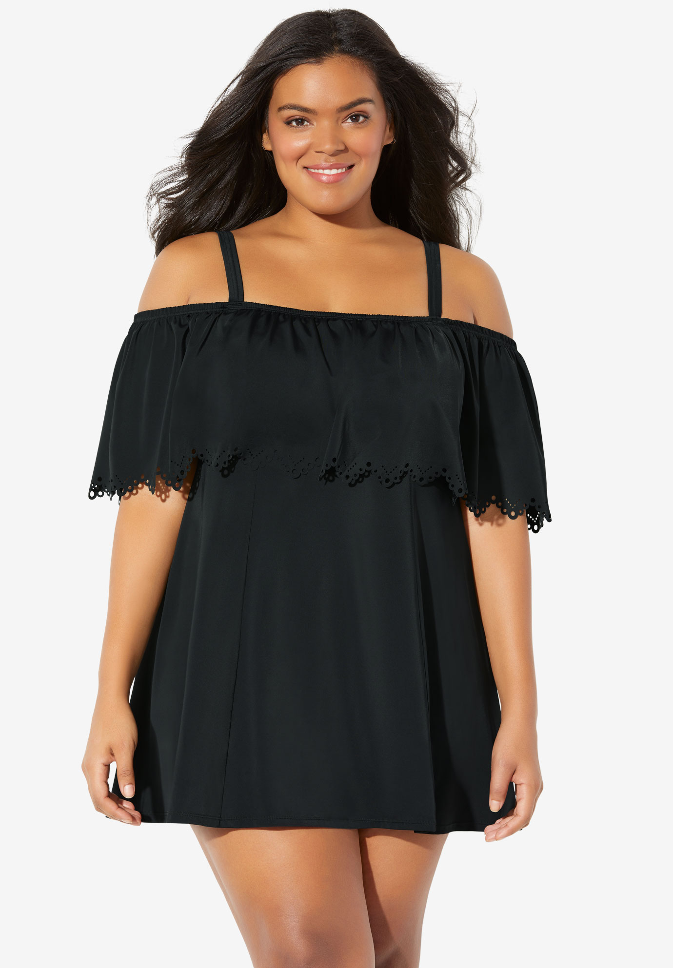 Off The Shoulder Swimdress By Fit 4 U® Plus Size Swim Dresses Woman