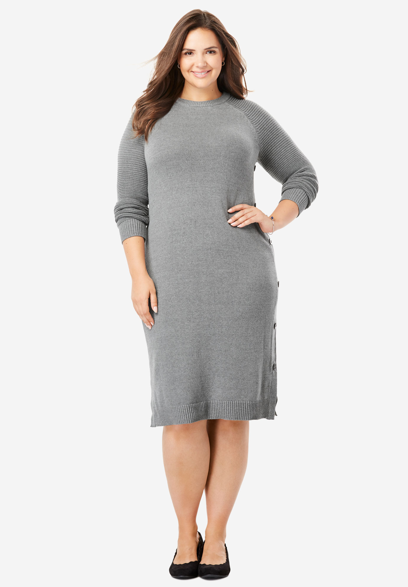 sweater dress with buttons on the side