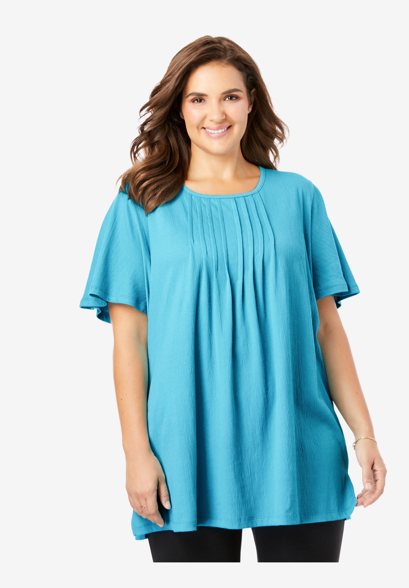 PleatFront Gauze Tunic Plus Size Tunics Woman Within