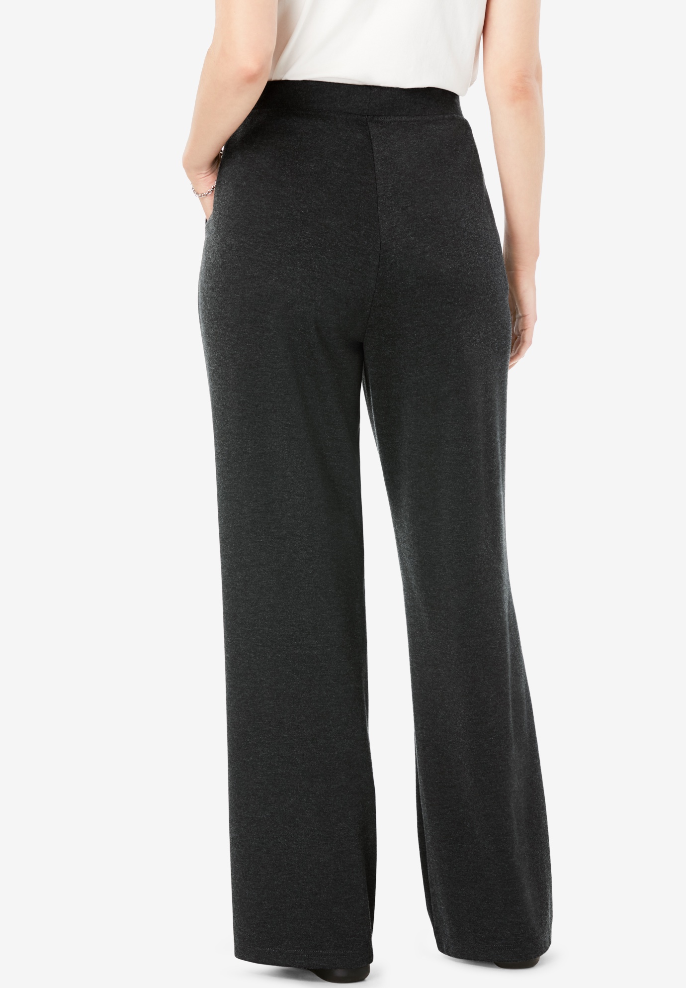 Wide Leg Ponte Knit Pant Woman Within