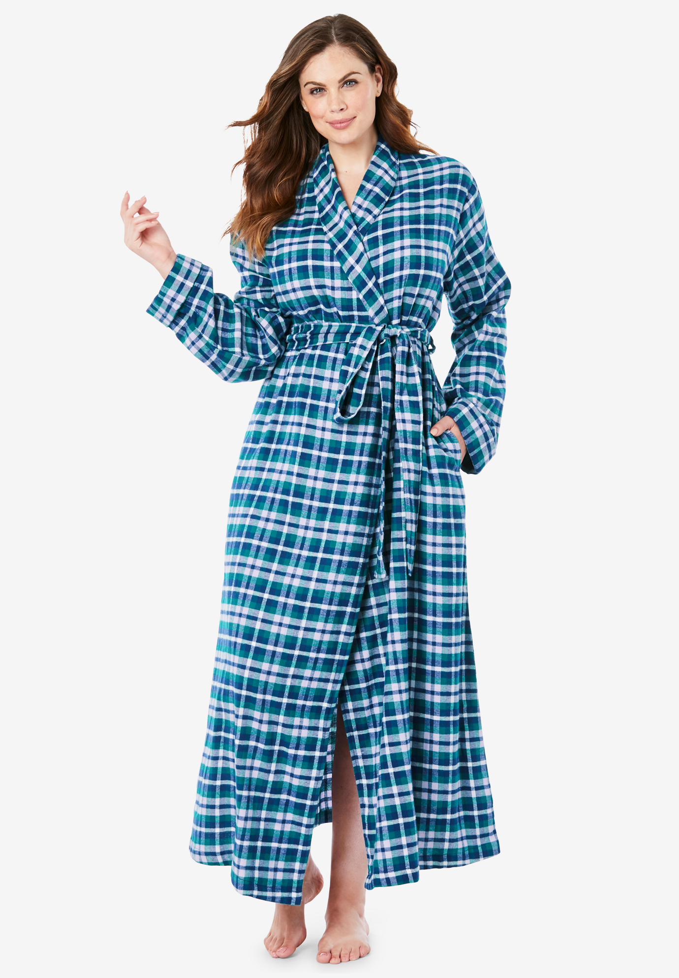 Long Flannel Robe by Dreams & Co.®| Plus Size Robes | Woman Within