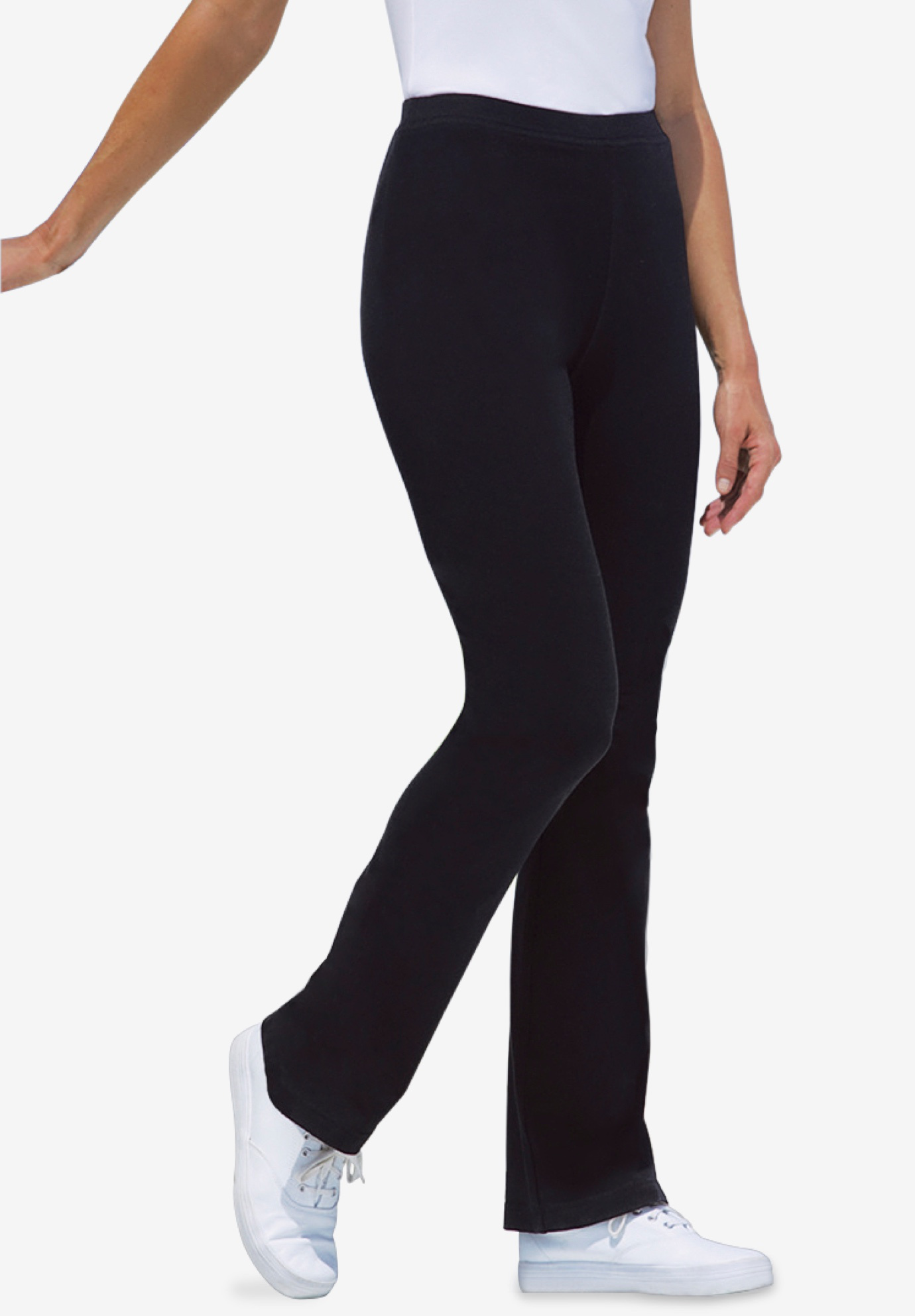 Stretch Cotton Bootcut Yoga Pant Woman Within