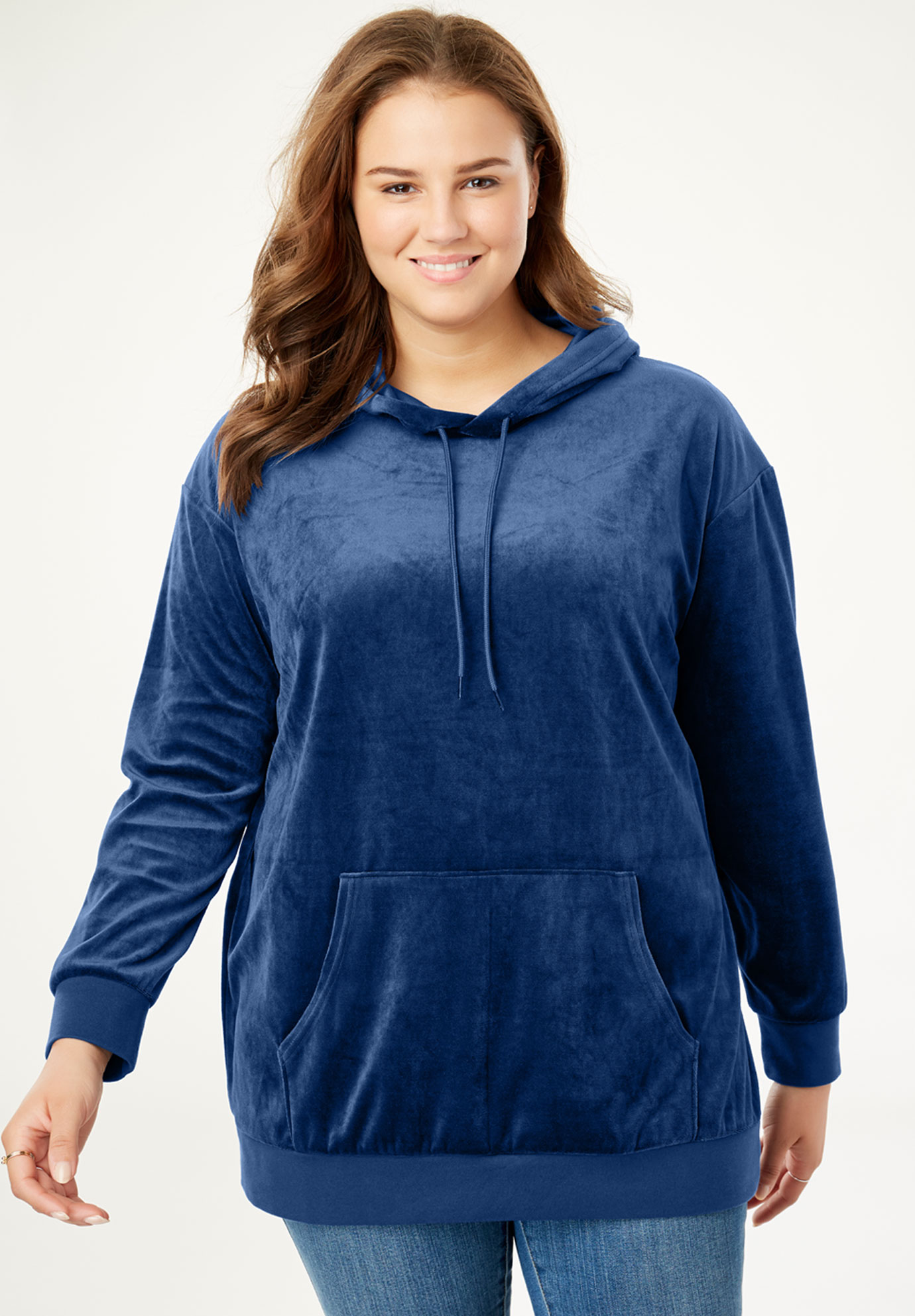 Velour Hooded Sweatshirt | Woman Within
