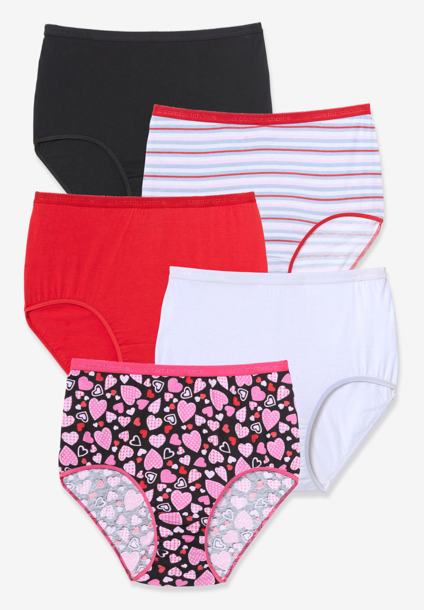 Comfort Choice Women's Plus Size Cotton Brief 5-Pack Underwear