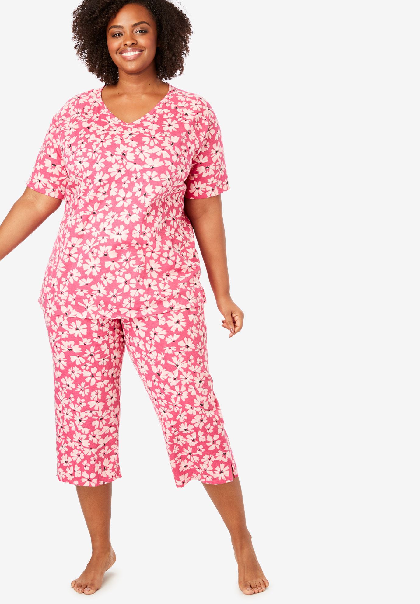 Knit Capri PJ Set by Dreams & Co® | Plus Size Women&#39;s Sets | Woman Within