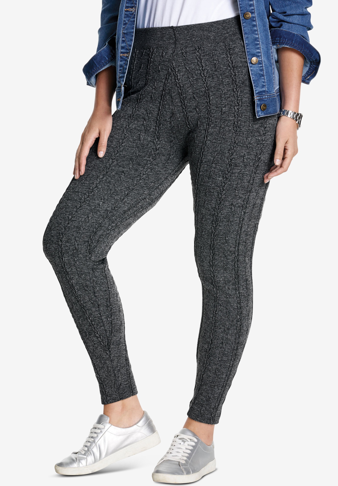 Cable Knit Fleece Legging Woman Within