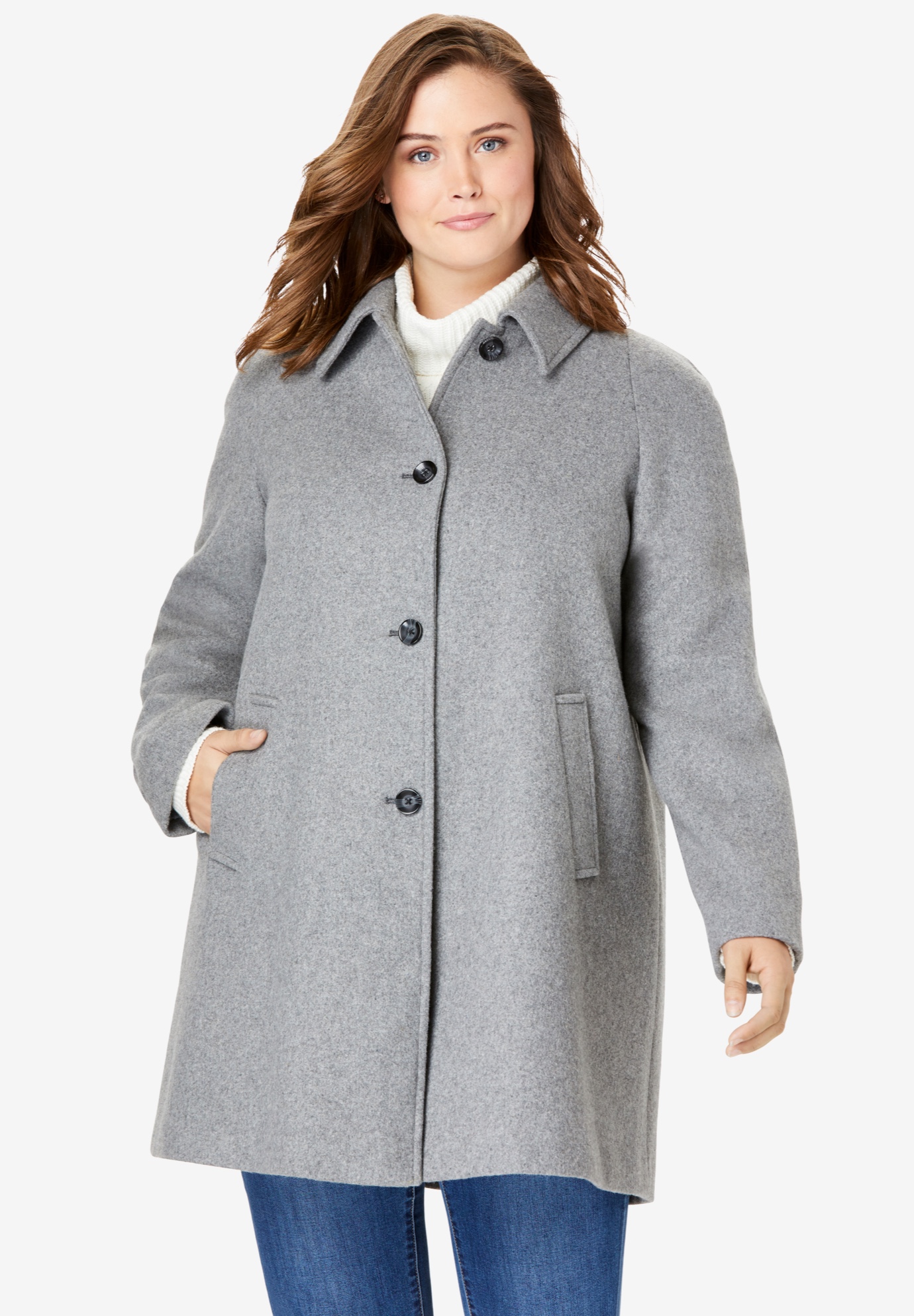 Wool-Blend Classic A-Line Coat | Woman 