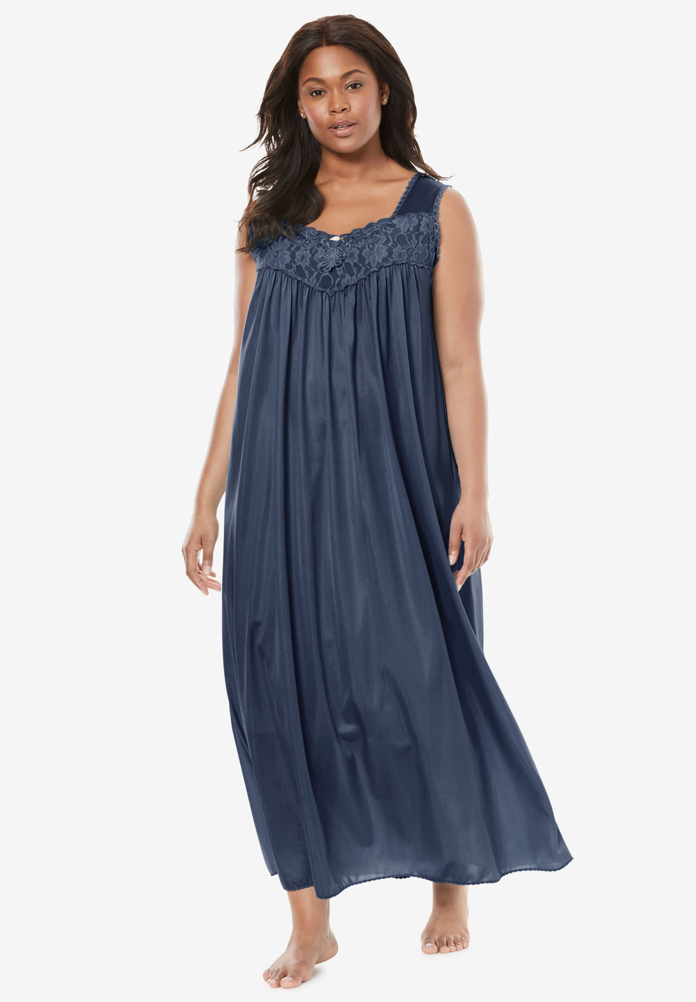 Long Tricot Knit Nightgown by Only Necessities®| Plus Size Nightgowns ...