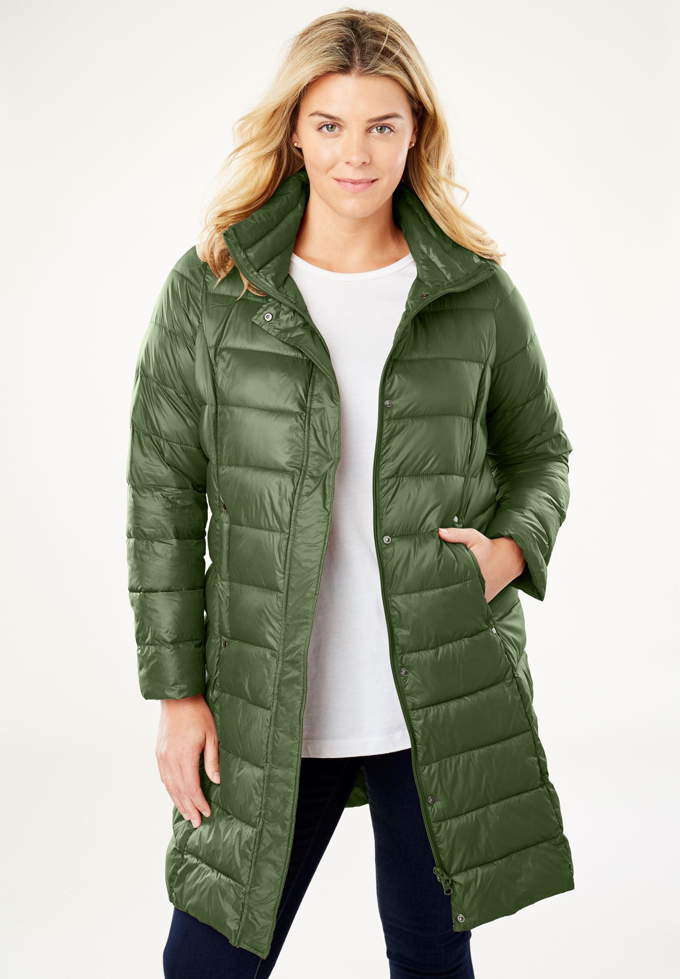 Long Packable Puffer Jacket | Plus Size Outerwear | Woman Within