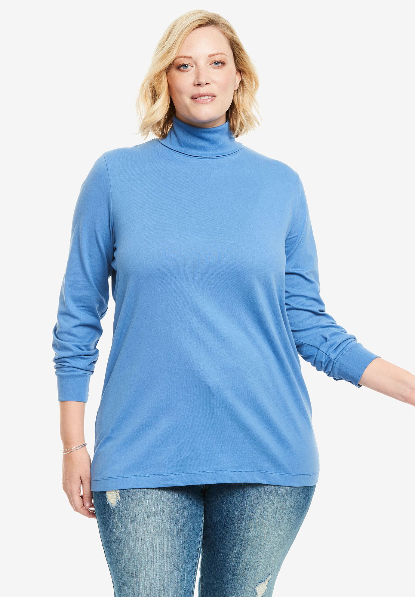 Perfect Cotton Turtleneck | Plus Size Petite | Woman Within