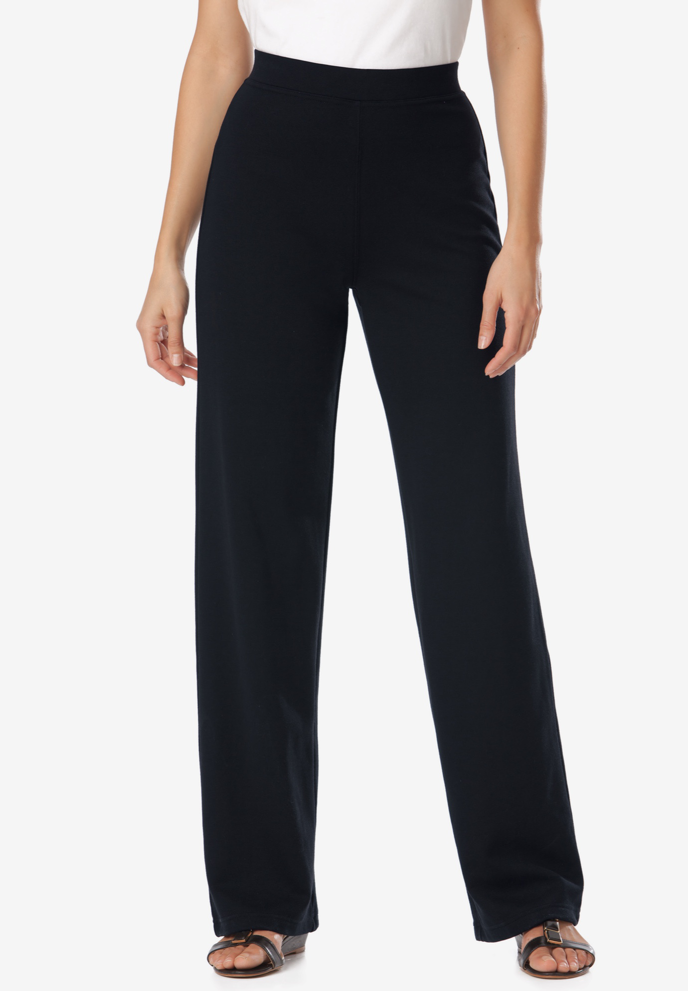 Wide Leg Ponte Knit Pant Plus Size Petite Woman Within