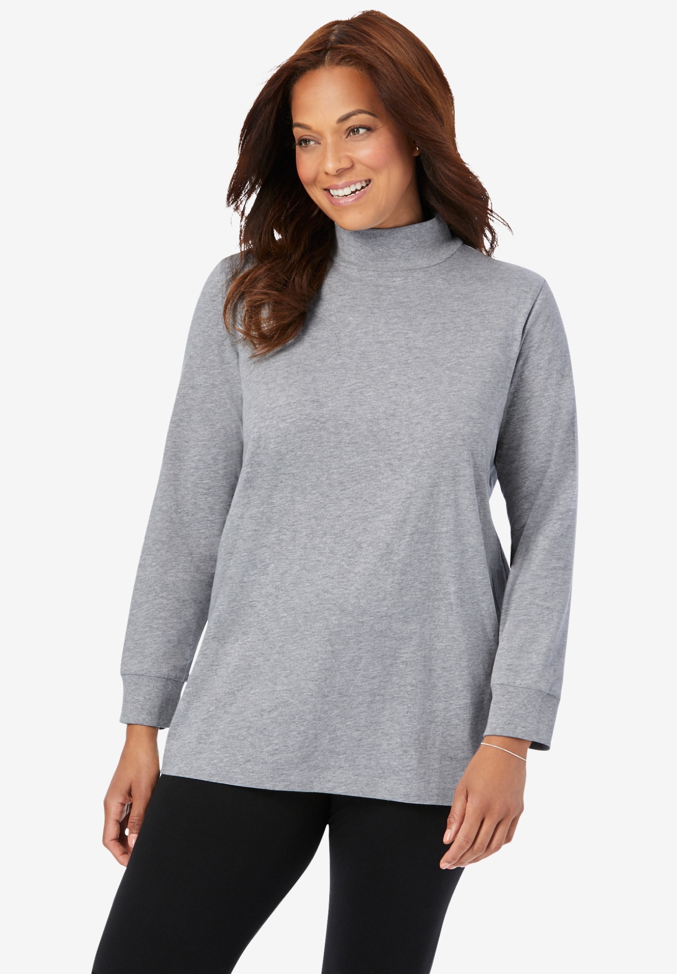 Perfect Long Sleeve Mock Turtleneck| Plus Size Tops | Woman Within