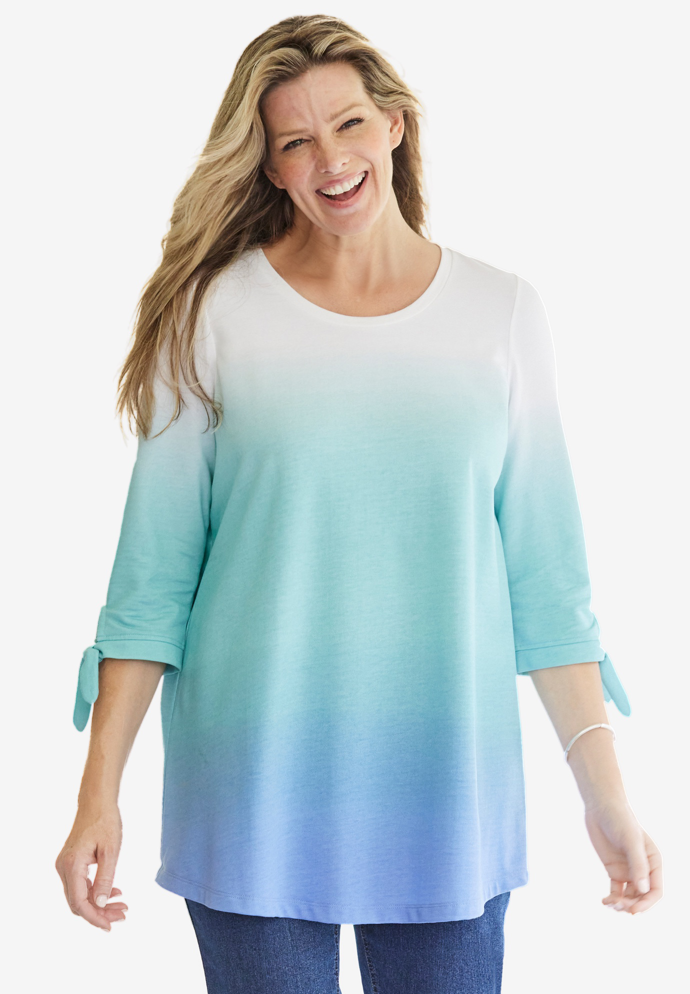 French Terry Tie-Sleeve Sweatshirt | Woman Within