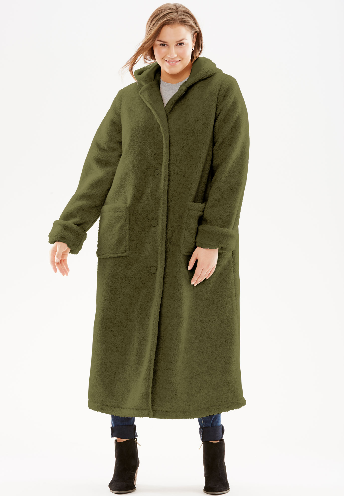 long berber fleece coat hooded