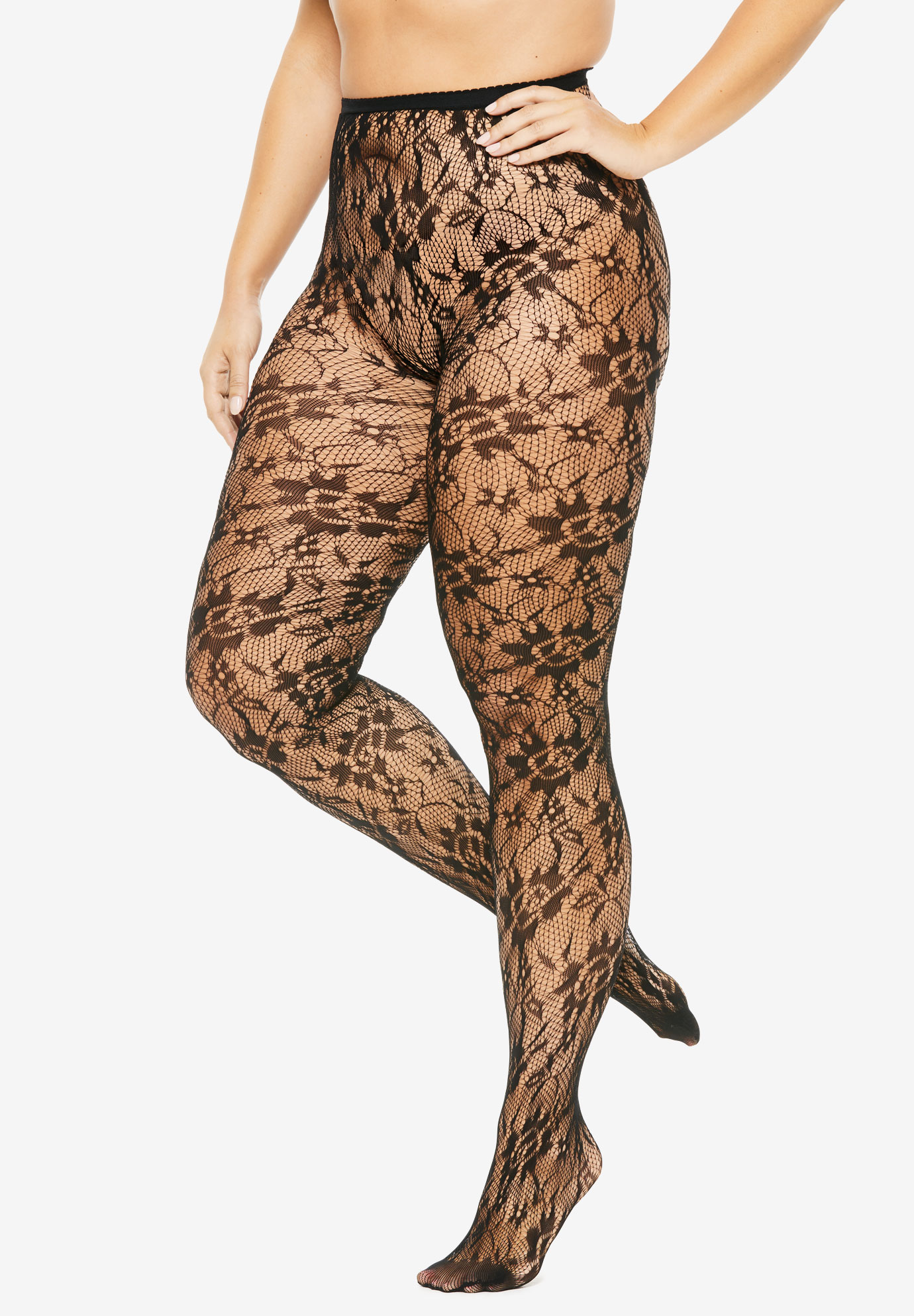 2-Pack Lace Tights by Comfort Choice®| Plus Size Hosiery & Socks