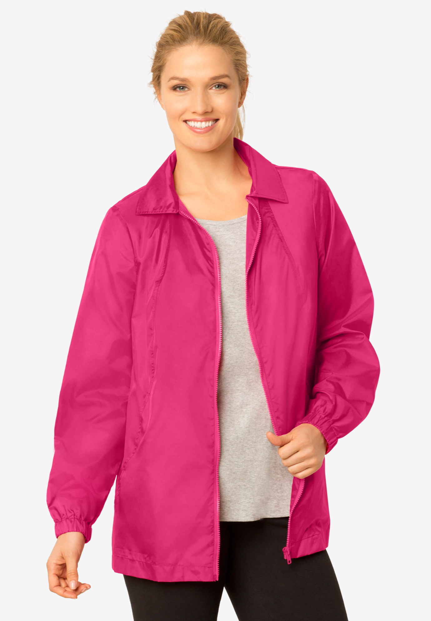 Zip Front Nylon Jacket | Woman Within