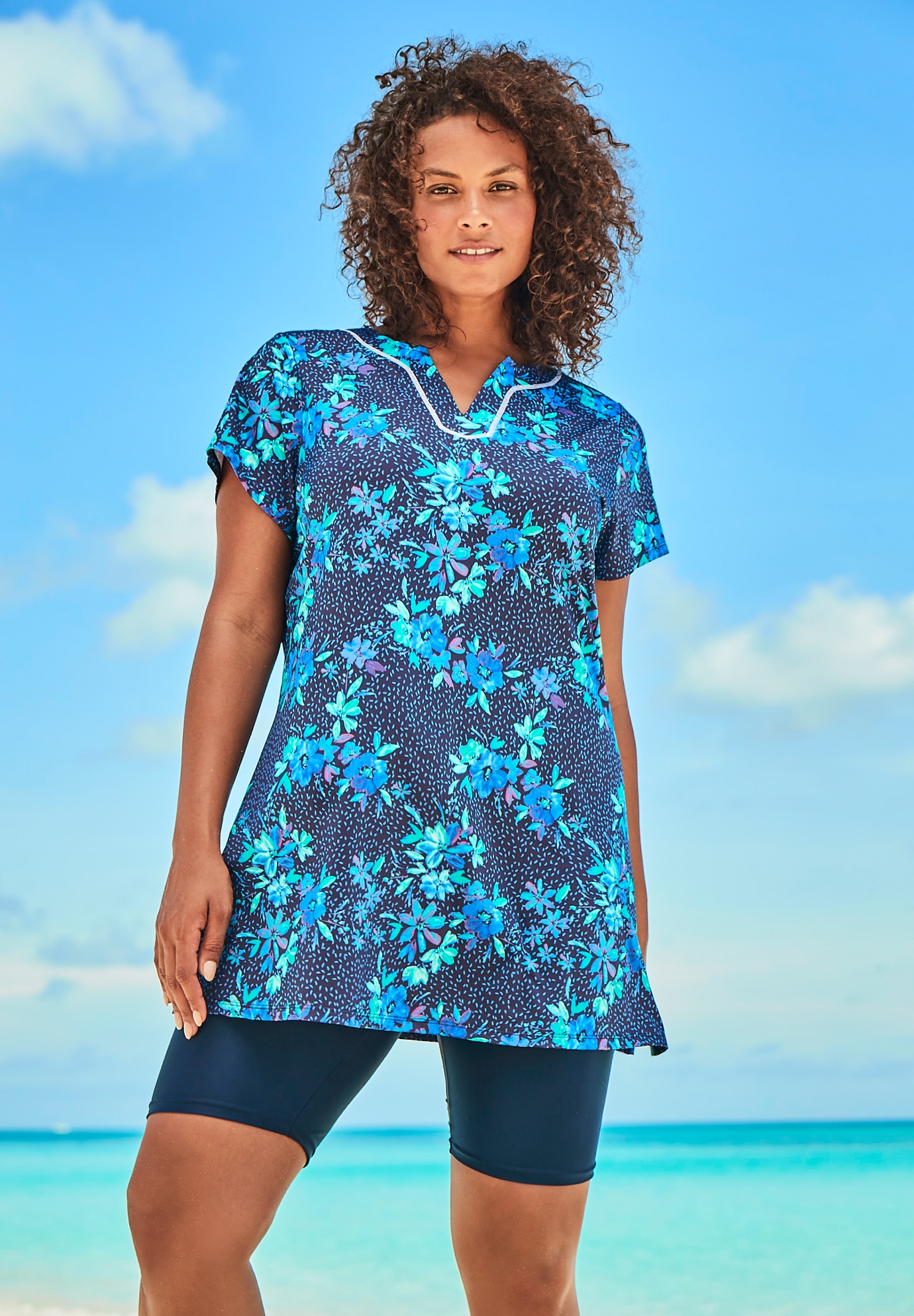 short sleeve swim tunic plus size