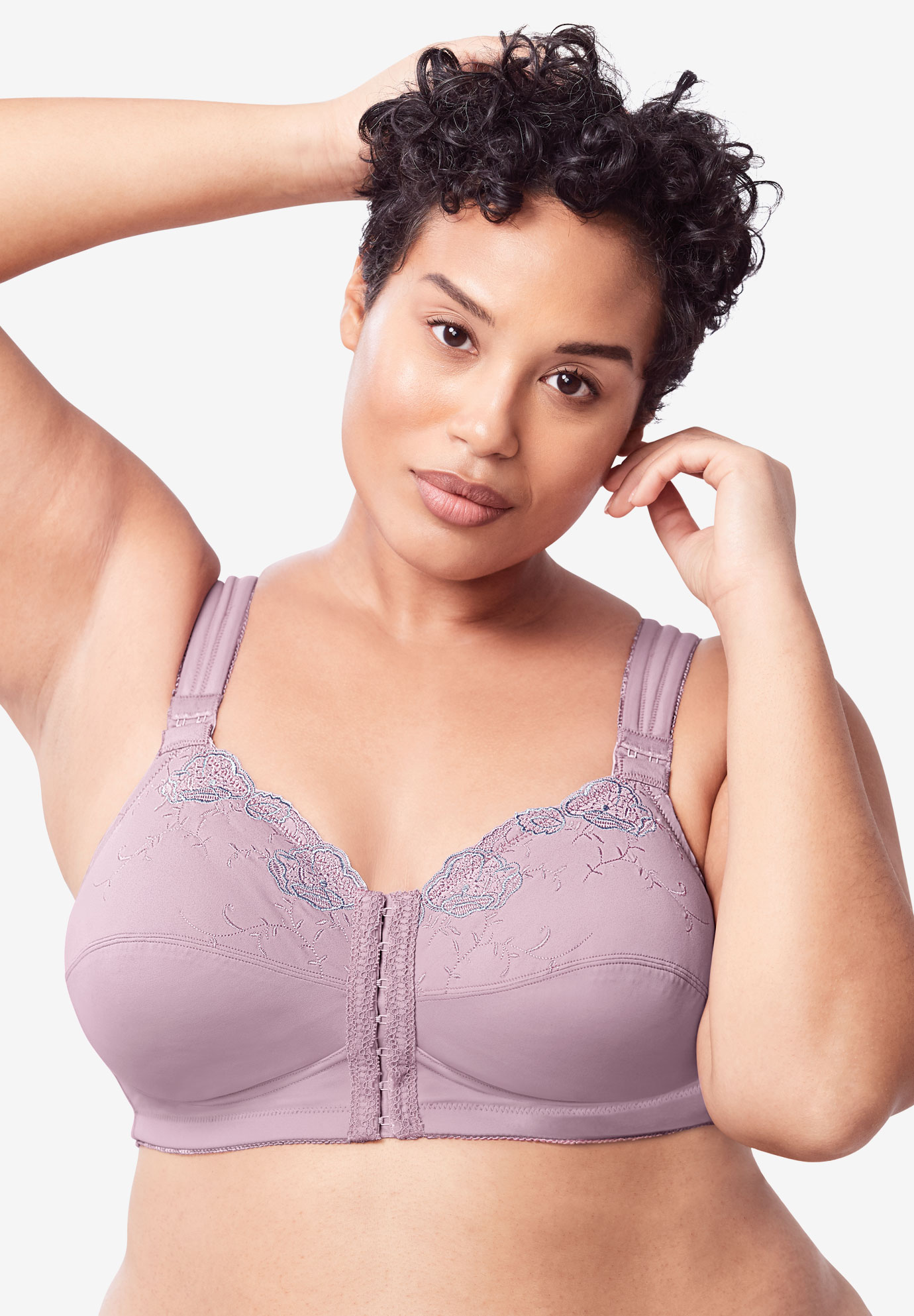 Front Close Embroidered Wireless Posture Bra By Comfort Choice® Plus Size Intimates Woman Within 4910