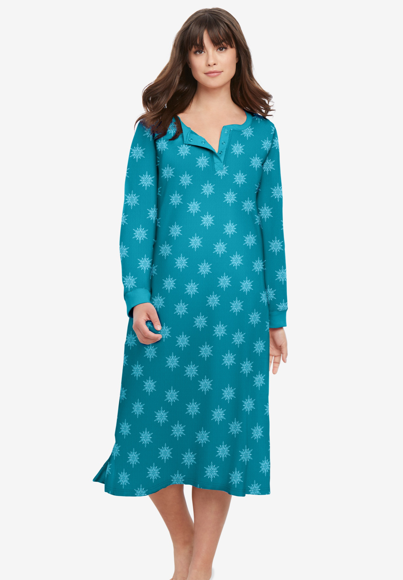 Women s Long Nightgown Long Sleeve Sleepshirts Oversized Henley Sleep Dress  with Pockets Loungewear
