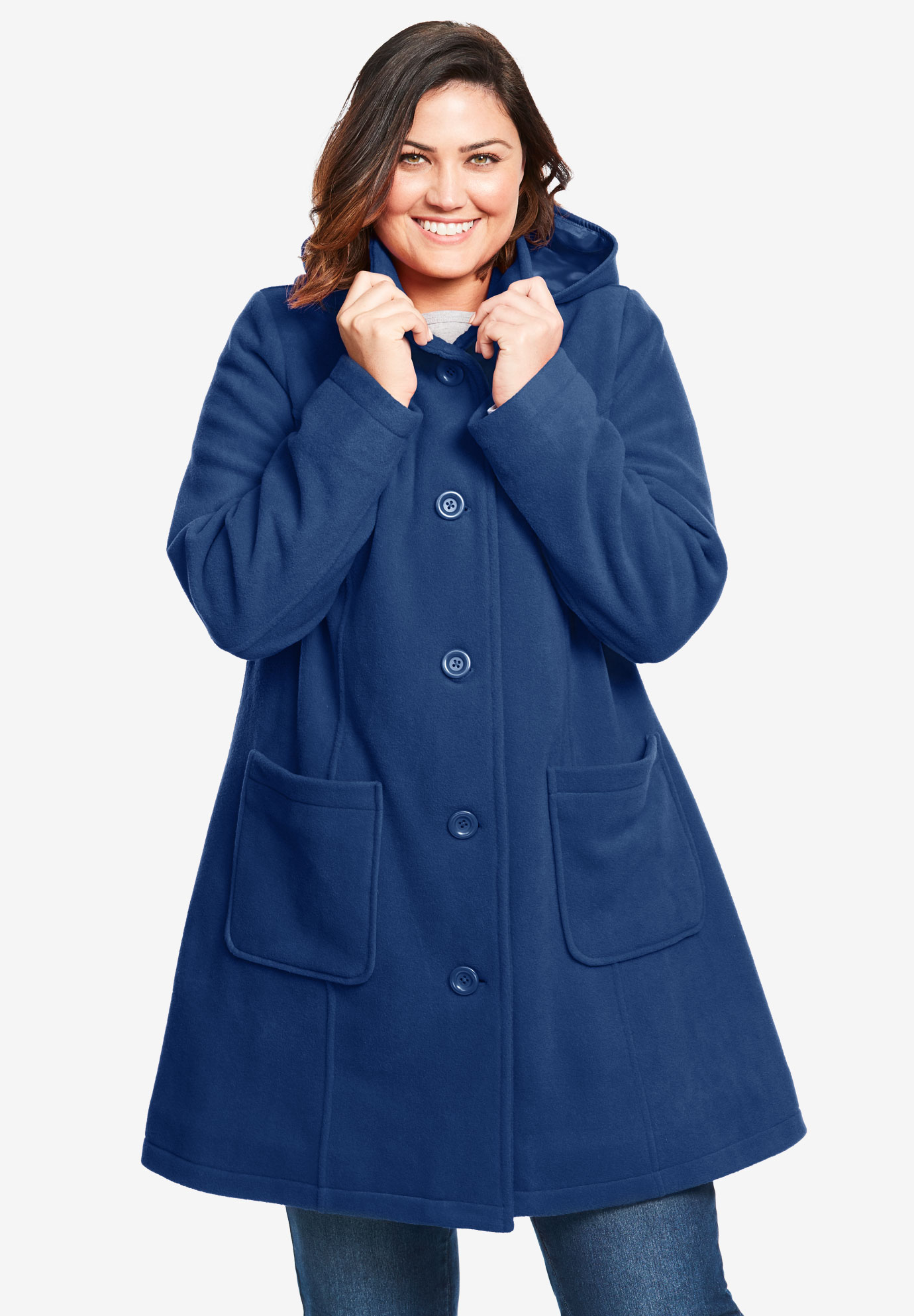 Hooded A-Line Fleece Jacket| Plus Size Jackets | Woman Within