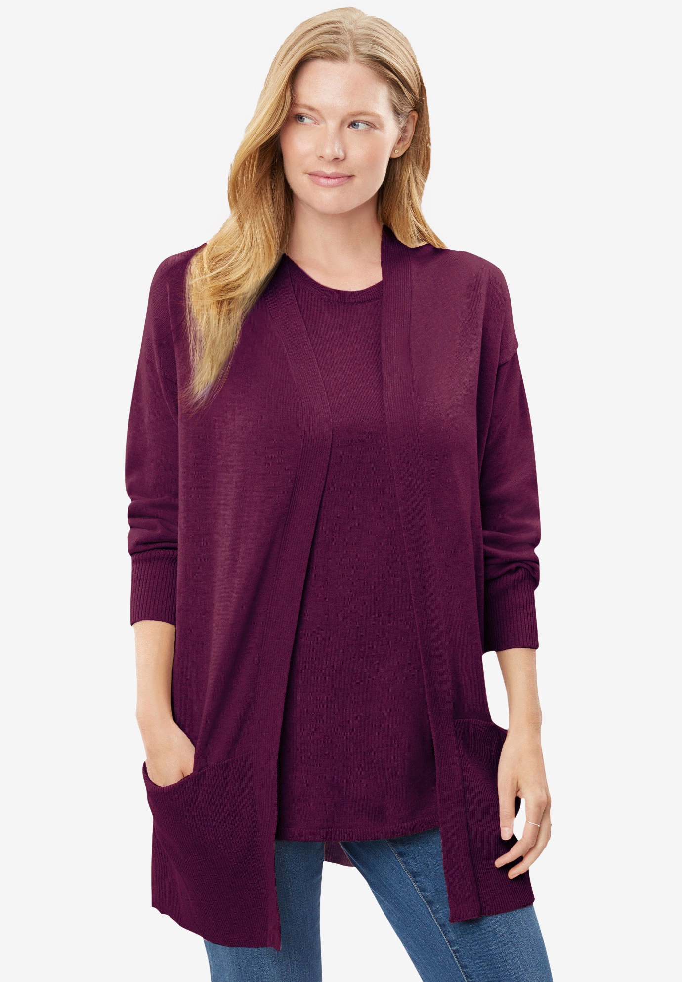 Perfect Cotton Open Front Cardigan | Woman Within