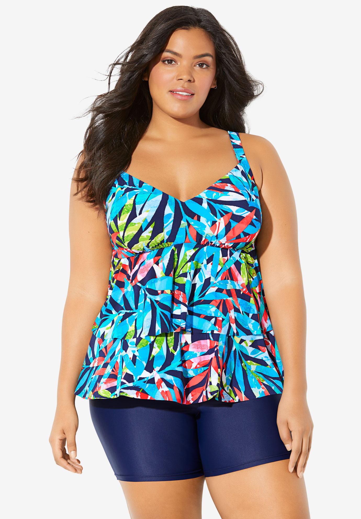 Ruffle Tankini Swim Top By Trimshaper® By Miraclebrand Plus Size Swim 6597