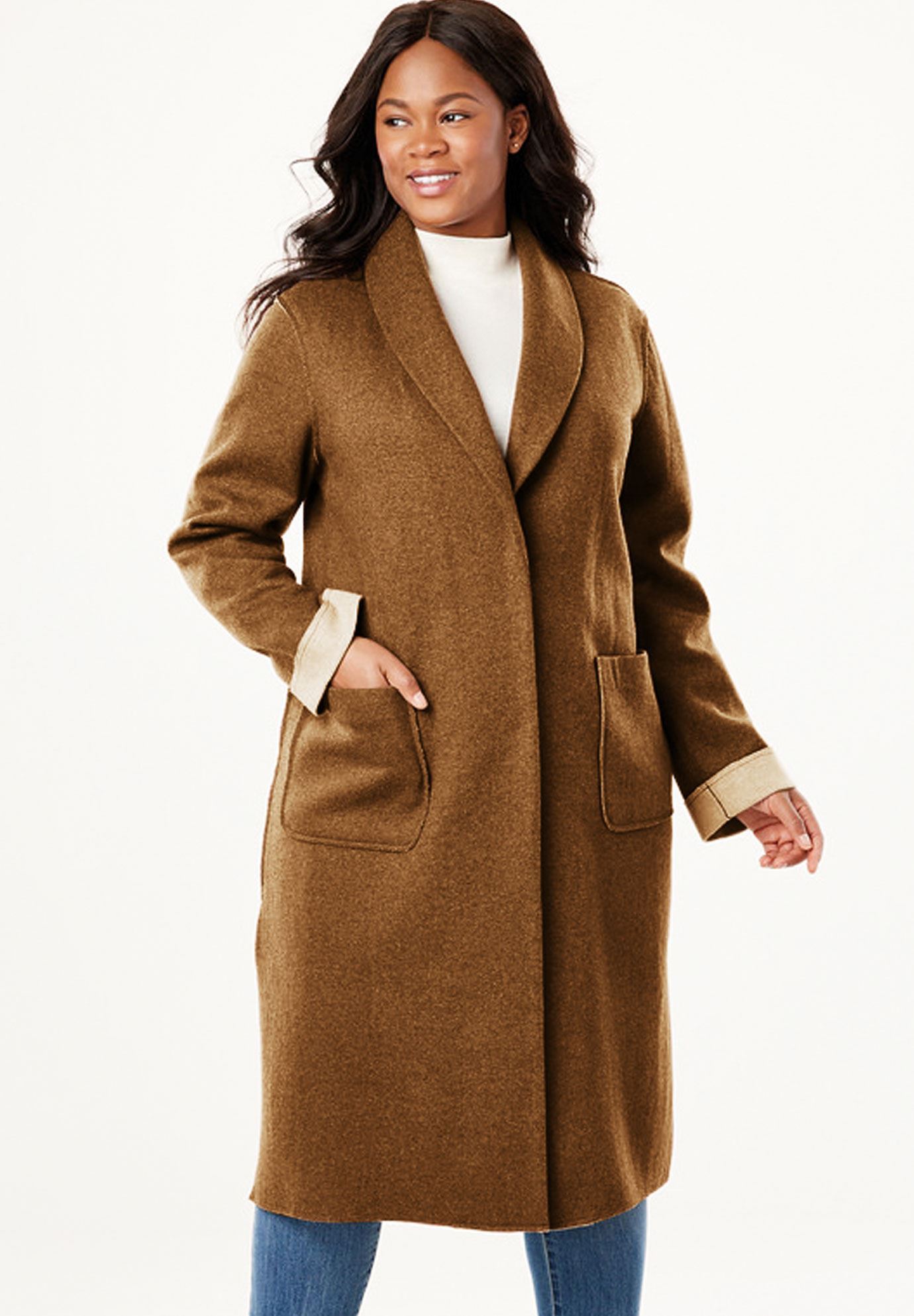 Lightweight Wool Double-Faced Coat| Plus Size Wool Coats | Woman Within