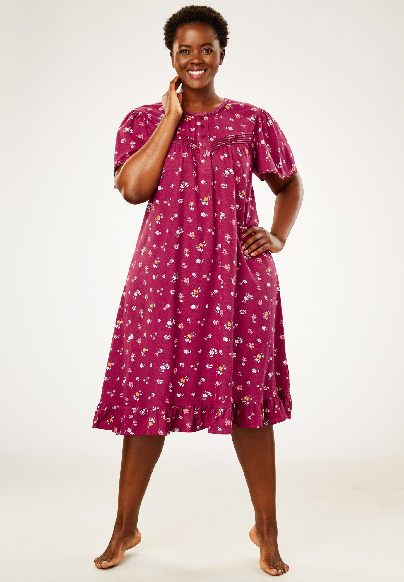 Cotton Print Nightgown by Dreams & Co.® | Plus Size Nighties | Woman Within