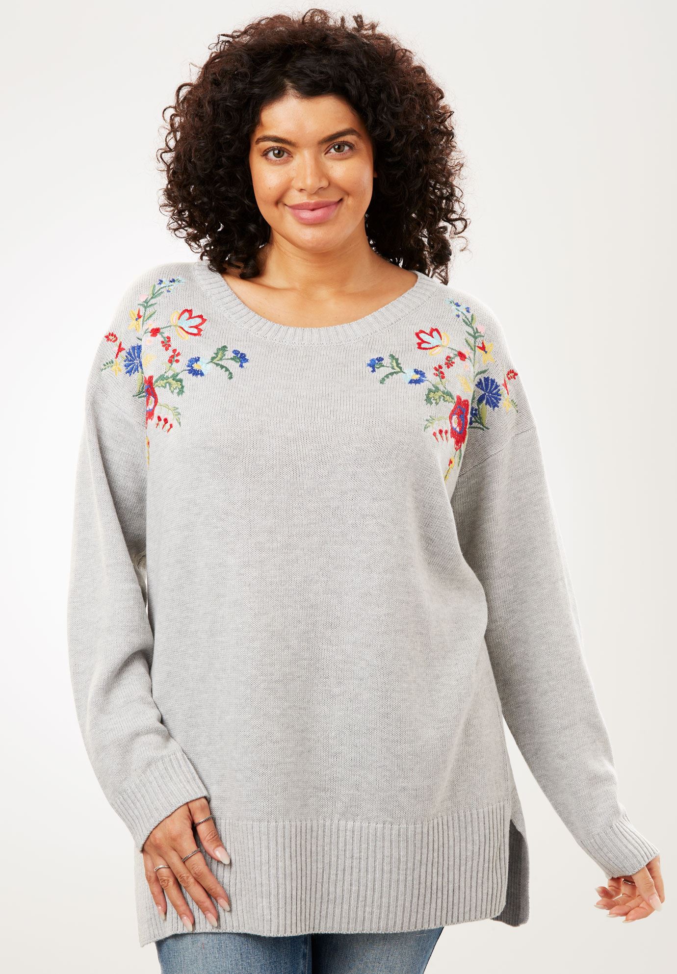 Floral Embroidered Pullover Sweater| Plus Size Sweaters | Woman Within